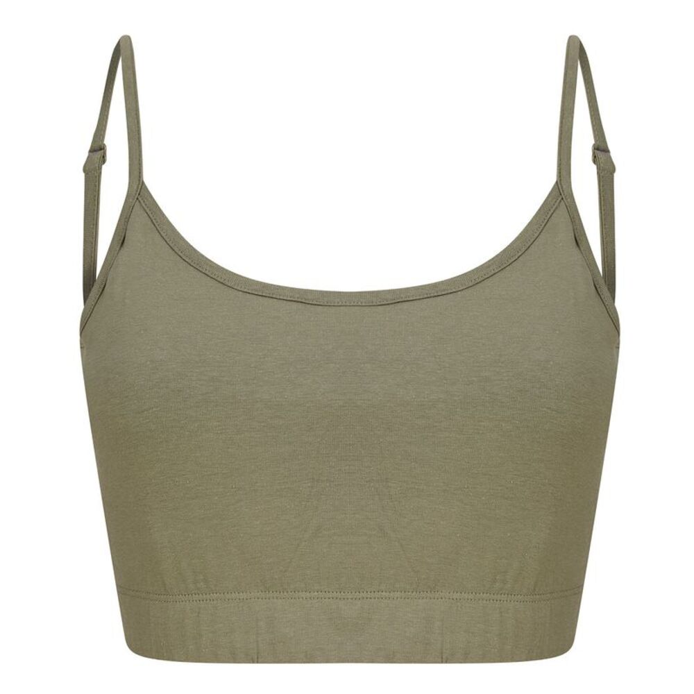 Skinni Fit Womens/Ladies Fashion Sustainable Adjustable Strap Crop Top / Khaki